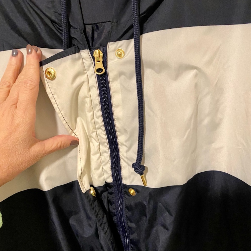 Kim Rogers Navy and White Striped Anorak Size 1X - Picture 6 of 8
